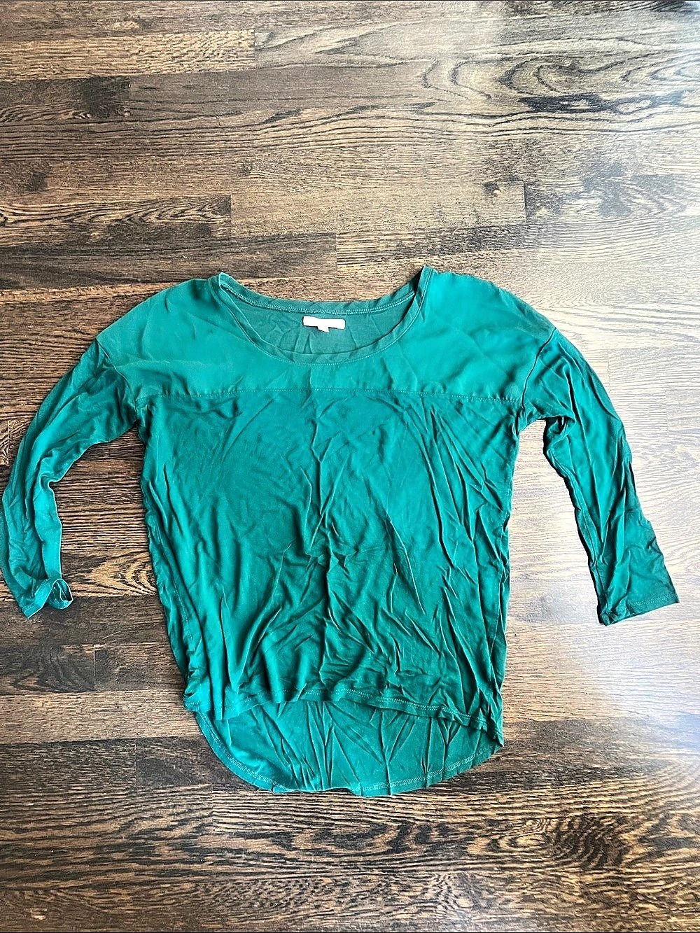 Zara Women’s Long Sleeve Top in Green Sheer Detail | Medium